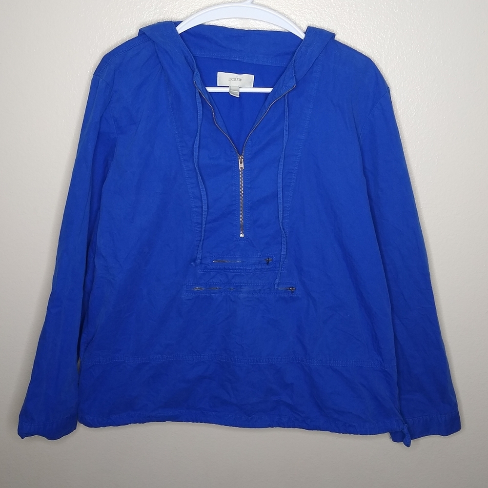 J. Crew Shrunken Anorak blue pullover jacket large - Picture 3 of 7